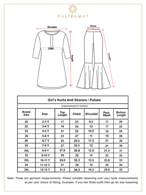 Vastramay Girls' Grey Printed Tunic With Palazzo Set